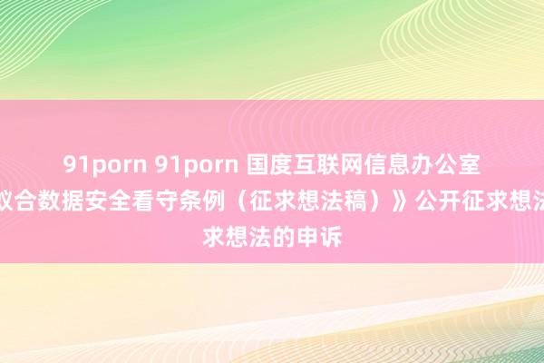 91porn 91porn 国度互联网信息办公室对于《蚁合数据安全看守条例（征求想法稿）》公开征求想法的申诉