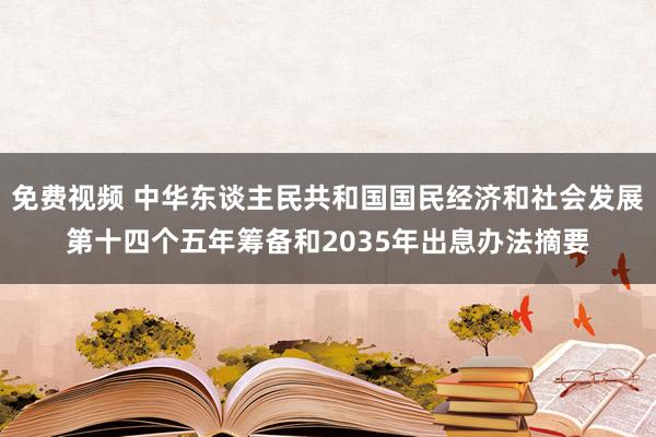 免费视频 中华东谈主民共和国国民经济和社会发展第十四个五年筹备和2035年出息办法摘要