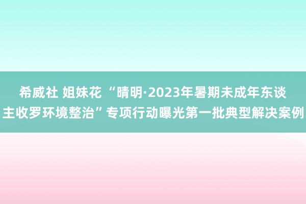 希威社 姐妹花 “晴明·2023年暑期未成年东谈主收罗环境整治”专项行动曝光第一批典型解决案例