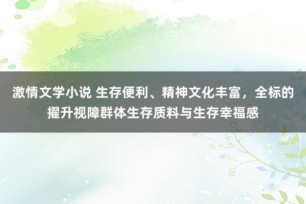 激情文学小说 生存便利、精神文化丰富，全标的擢升视障群体生存质料与生存幸福感