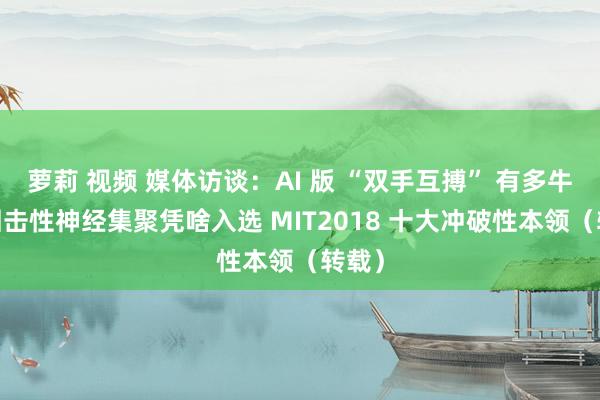 萝莉 视频 媒体访谈：AI 版 “双手互搏” 有多牛——回击性神经集聚凭啥入选 MIT2018 十大冲破性本领（转载）