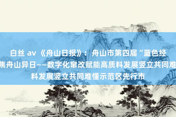 白丝 av 《舟山日报》：舟山市第四届“蓝色经济”发展论坛聚焦舟山异日——数字化窜改赋能高质料发展竖立共同难懂示范区先行市